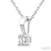 1/6 Ctw Prong Set Round Cut Diamond Solitaire Pendant With Chain in 14K White Gold